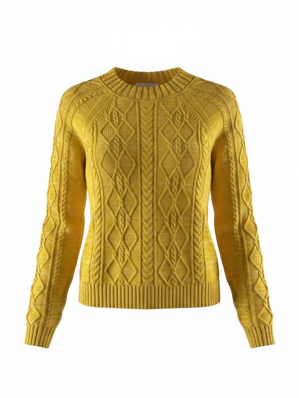 GAP Bright Yellow Cable-Knit Crewneck Sweater